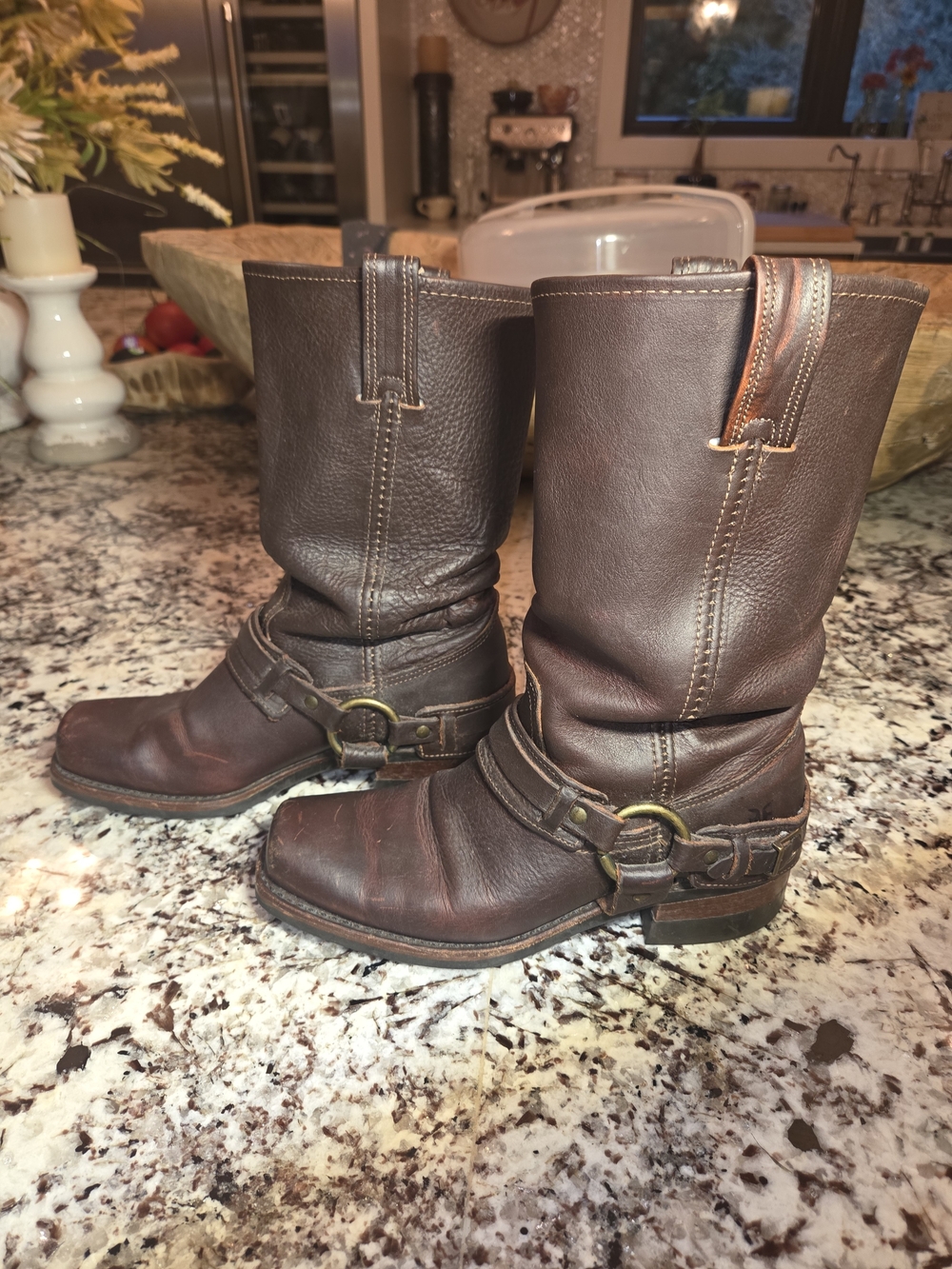 Frye Pristine Condition 12R Double Belted Harness Boots Vintage Oiled Size 8M